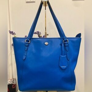 Coach Peyton Zip Top  Cerulean Blue Saffiano Leather Shoulder Tote Bag